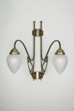 Wandlampe Jugendstil Berliner Messing Glas B:55 cm E27