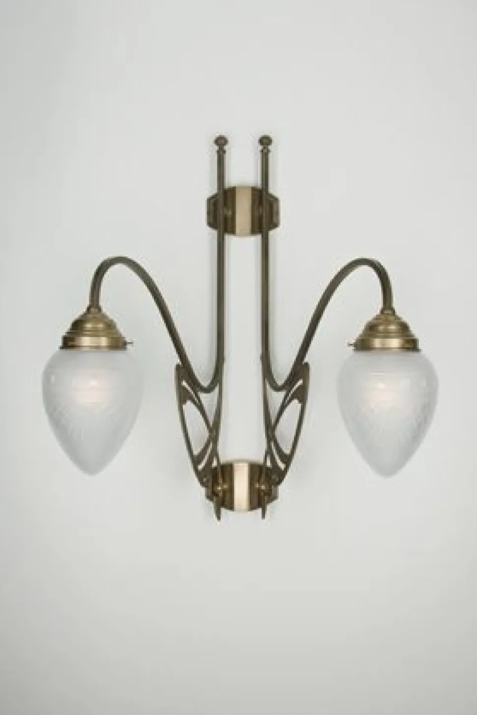 Wandlampe Jugendstil Berliner Messing Glas B:55 cm E27