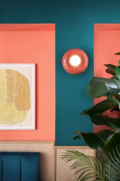 Wandlampe Keramik Glas Ø 25 cm rund Orange Weiß