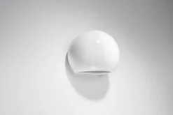 Wandlampe Keramik rund B: 17 cm klein Weiß E27 Up Down