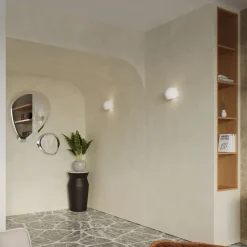 Wandlampe Keramik rund B: 17 cm klein Weiß E27 Up Down