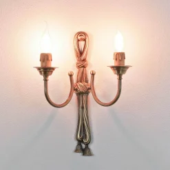 Wandlampe Leuchter 2-flmg Bronze aus Echt-Messing