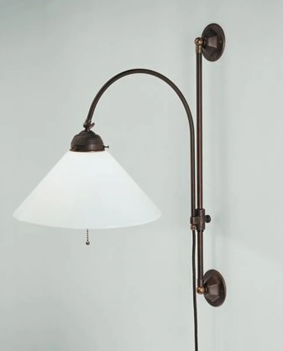 Wandlampe Messing Glas Schalter E27 mit Kabel Stecker