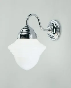 Wandlampe Messing in Chrom Glas blendarm E27 Jugendstil