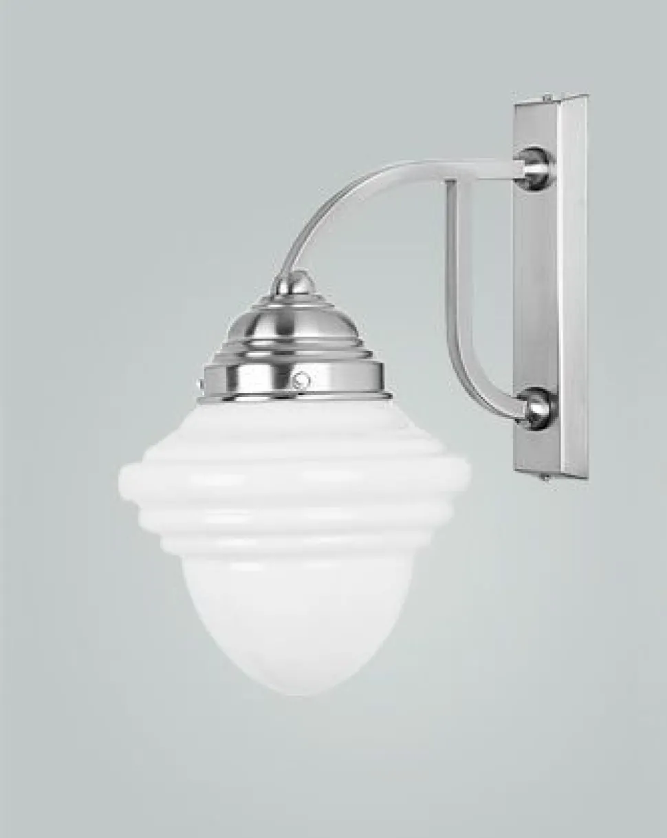 Wandlampe Messing in Nickel Glasschirm E27 T:25 cm