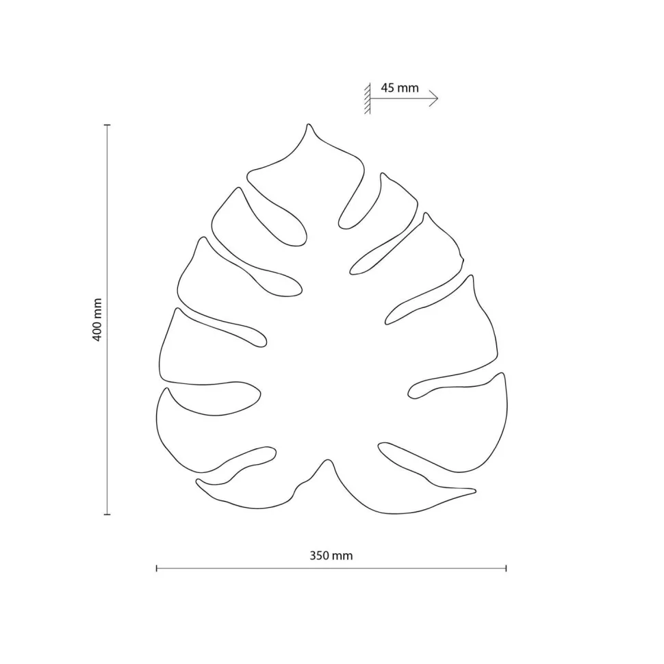 Wandlampe Metall Beige H: 40c m Monstera Blatt 3x G9