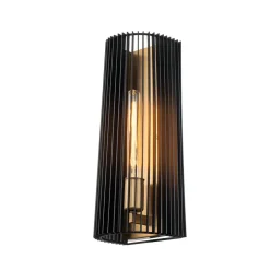 Wandlampe Metall E27 H: 43,2 cm in Messing Schwarz