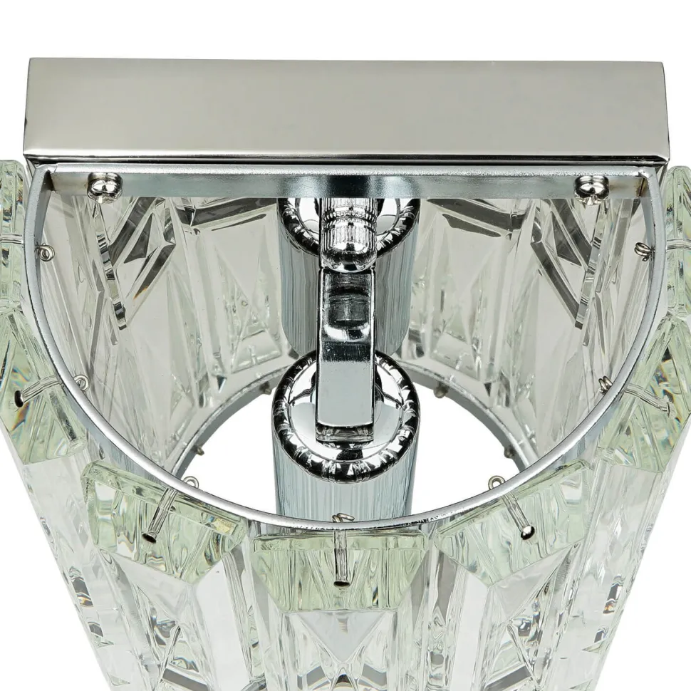 Wandlampe Metall Glas 25 cm hoch Chrom E14 länglich