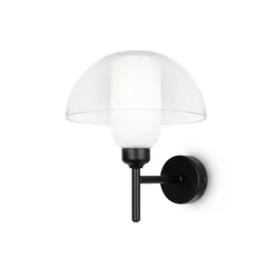 Wandlampe Metall Glas 24,4 cm hoch Schwarz Weiß E14