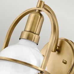 Wandlampe Metall Glas H: 23,3 cm in Messing Antik Weiß