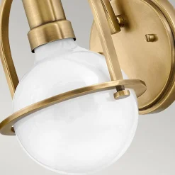 Wandlampe Metall Glas H: 23,3 cm in Messing Antik Weiß