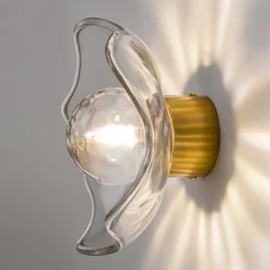 Wandlampe Metall Glas in Messing G9 Modern NILS