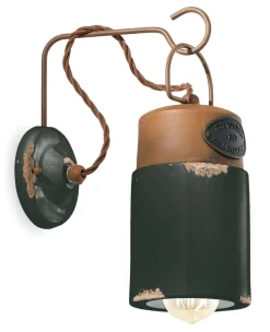 Wandlampe Metall Keramik E27 H: 33 cm Vintage Design