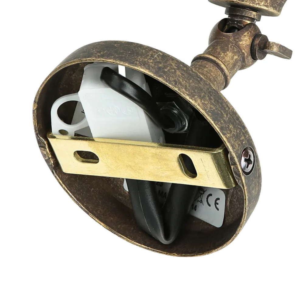 Wandlampe mit Glasschirm Floral aus Echt-Messing