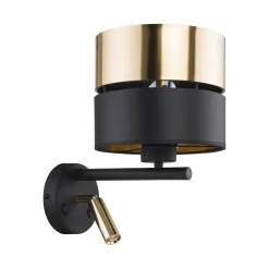 Wandlampe mit Leselampe Schalter Schwarz Gold Bett Sofa