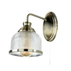 Wandlampe mit Schalter H: 24,5 cm in Messing antik E27