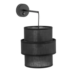 Wandlampe mit Schalter H: 33 cm Stoff Metall Schwarz E27
