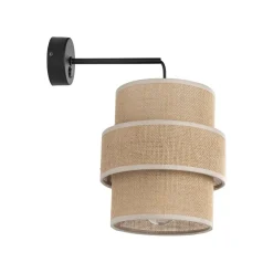 Wandlampe mit Schalter H: 33 cm Jute Metall E27 Modern