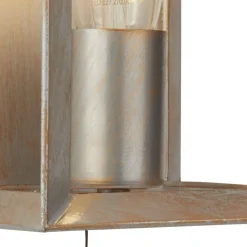 Wandlampe mit Schalter in Silber-Gold E27 Metall H: 23,5 cm