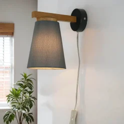 Wandlampe mit Schalter Kabel Grau Skandinavisch