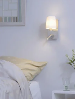 Wandlampe mit Schalter Metall Stoff Leselicht flexibel