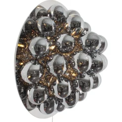 Wandlampe mit Stecker Schalter Rauchglas rund Ø 60 cm groß