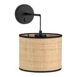 Wandlampe Modern Boho Korbschirm Metall E27 wohnlich