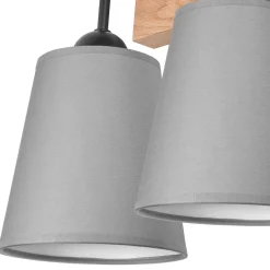 Wandlampe Modern Grau Natur B: 33 cm 2-flammig E27 Stoff Holz