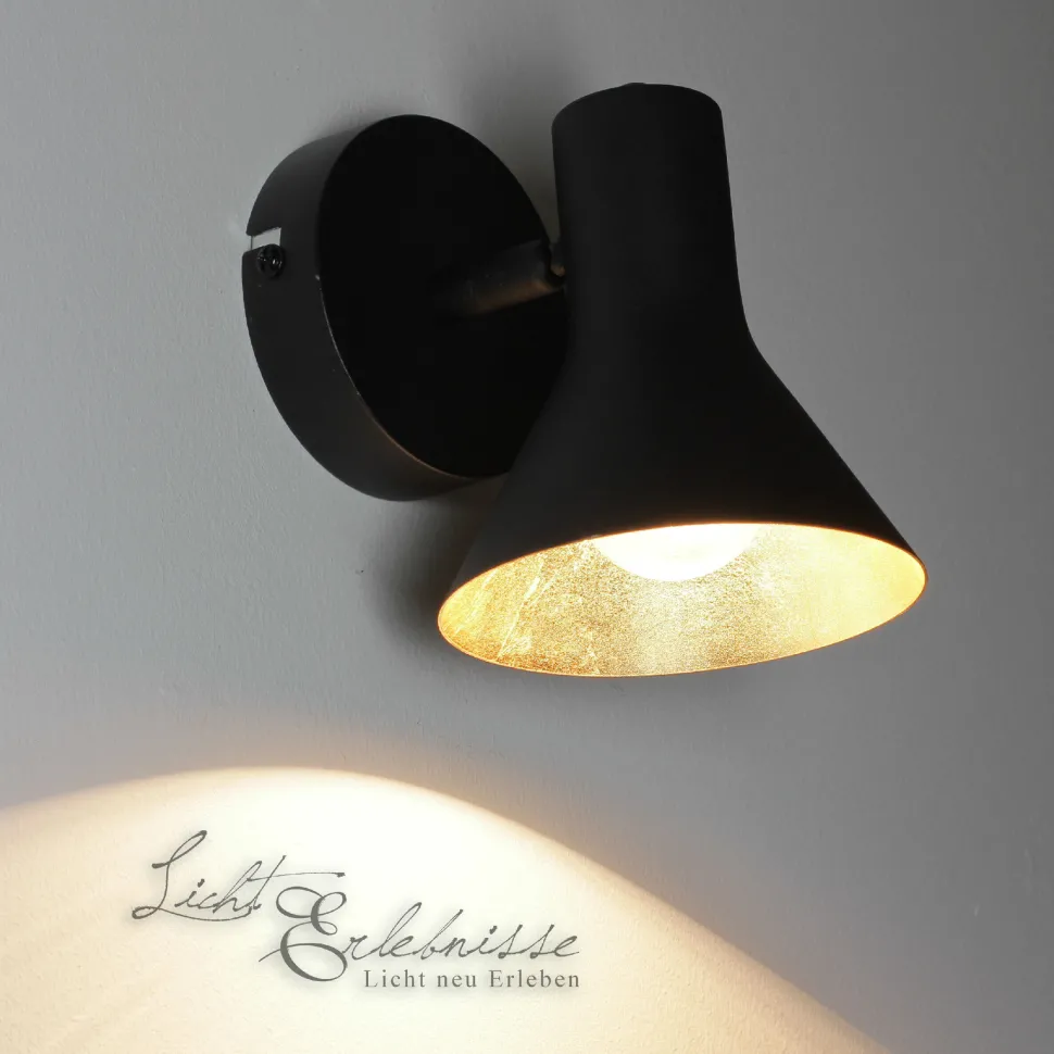 Wandlampe NINA in Schwarz Gold Antik