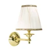 Wandlampe Schlafzimmer H: 26 cm klein Messing Stoff