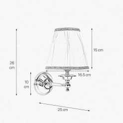 Wandlampe Schlafzimmer H: 26 cm klein Messing Stoff
