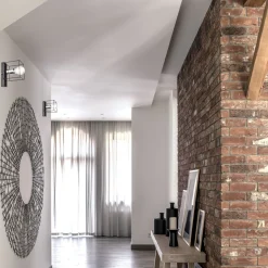 Wandlampe Schwarz Chrom Würfel Metall Draht für E27 B: 13 cm