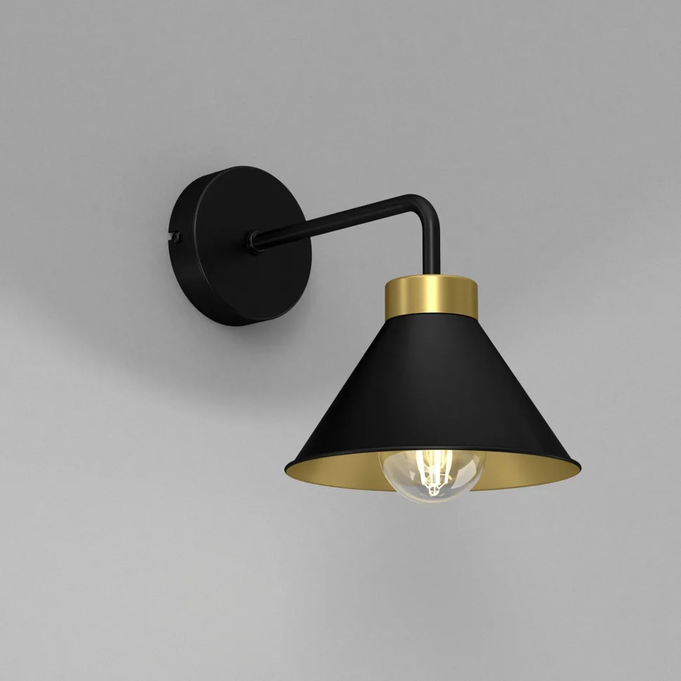 Wandlampe Schwarz Gold E27 Metall Loft Design