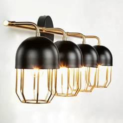 Wandlampe Schwarz Gold groß 4x E14 Metall Loft Design