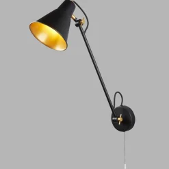 Wandlampe Schwarz Golz verstellbar Gelenke E27 mit Schalter