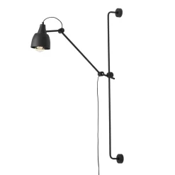 Wandlampe Schwarz Metall mit Schalter E27 H:113 cm