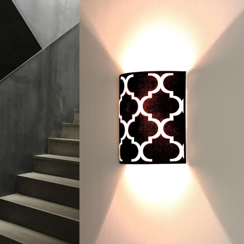 Wandlampe Schwarz Weiß Retro Muster Up Down H: 25 cm