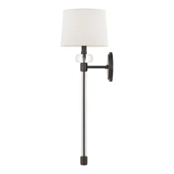 Wandlampe Stoff Metall 67,6 cm hoch Modern Bronze Antik Weiß