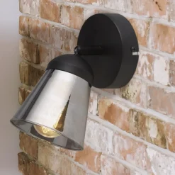 Wandlampe verstellbar Schwarz Rauchgrau E14 Glasschirm