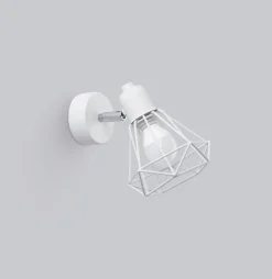 Wandlampe Weiß schwenkbar Draht Schirm E27 Retro