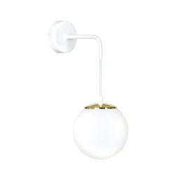 Wandlampe Weiß verstellbar Kugel Schirm Glas Metall E27