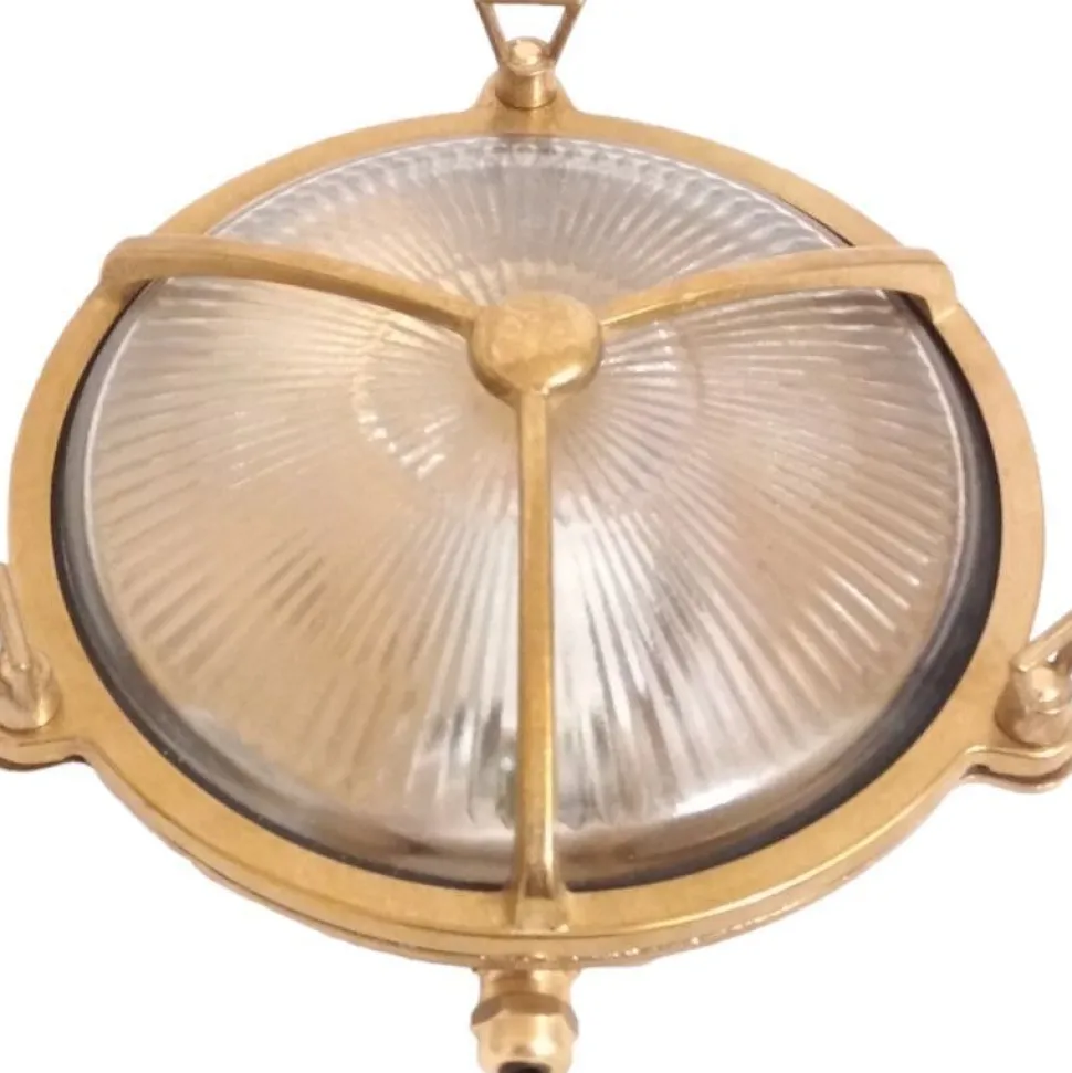 Wandleuchte Außen Glas Messing Haus rund Maritim