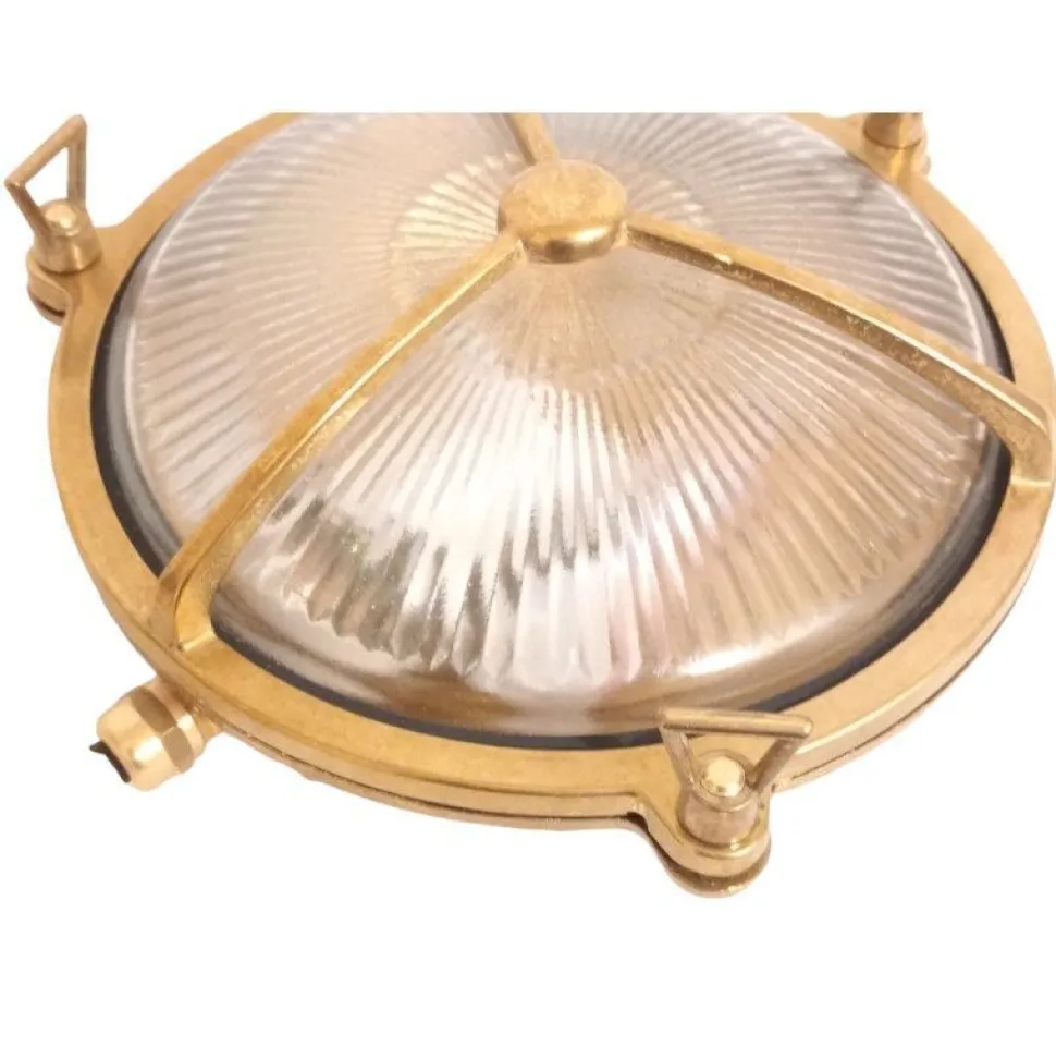 Wandleuchte Außen Glas Messing Haus rund Maritim