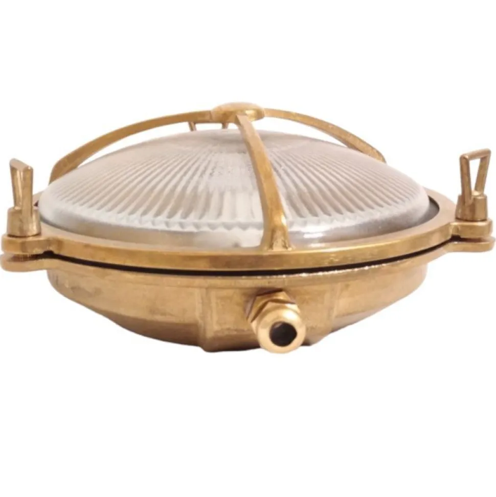 Wandleuchte Außen Glas Messing Haus rund Maritim