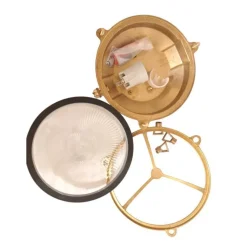 Wandleuchte Außen Glas Messing Haus rund Maritim