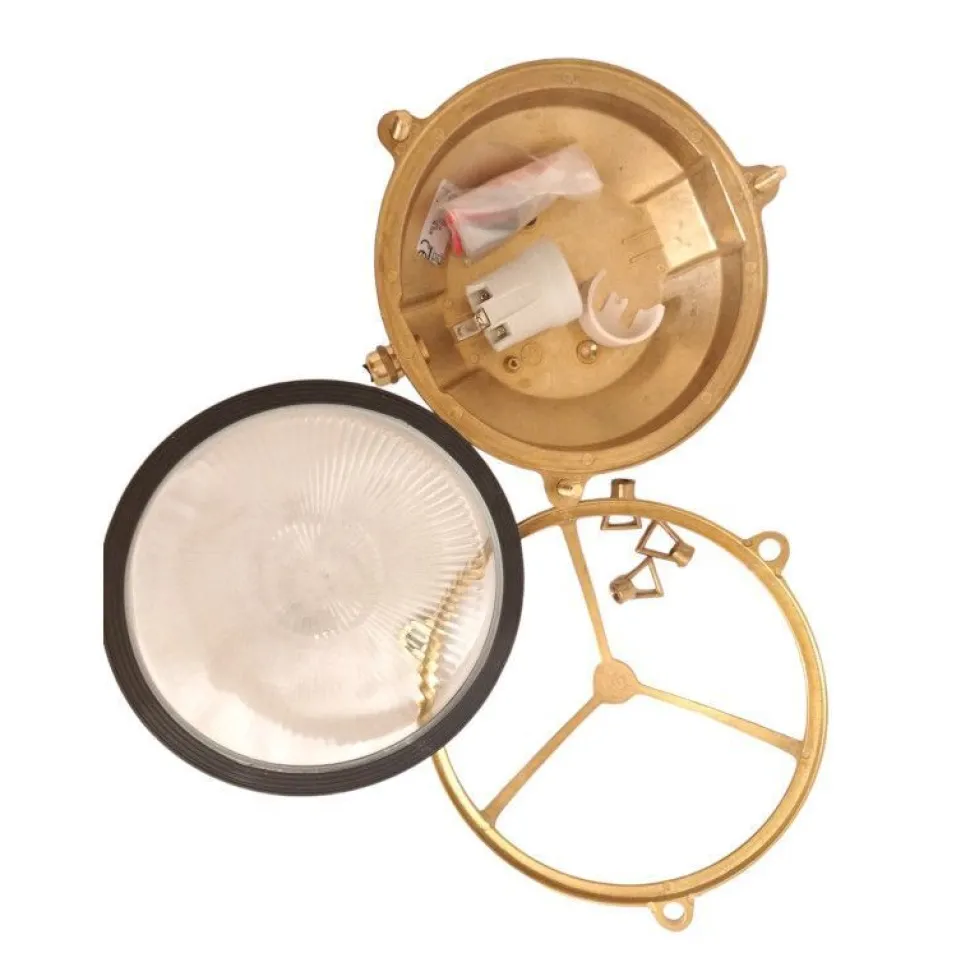 Wandleuchte Außen Glas Messing Haus rund Maritim