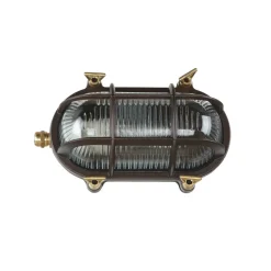 Wandleuchte außen Maritim IP64 Messing Riffelglas E27