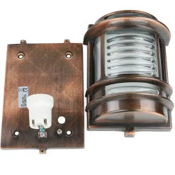 Wandleuchte außen Messing Glas IP64 E27 Kupfer antik