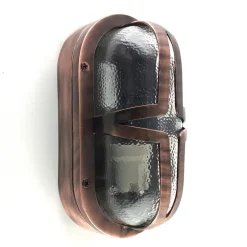 Wandleuchte außen Messing Glas IP64 in Kupfer antik Maritim