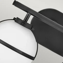 Wandleuchte Bad Metall Glas IP44 38,1 cm breit Schwarz Weiß